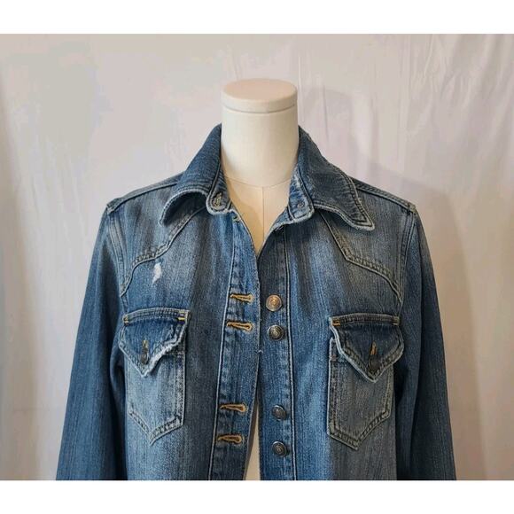 Free People Womens Moon Child Blue Denim Jean Jacket XS - Picture 4 of 7